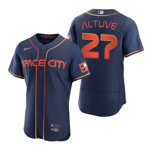 Houston Houston Astros #27 Jose Altuve Navy Men’s Nike Authentic 2022 City Connect MLB Jersey Men’s