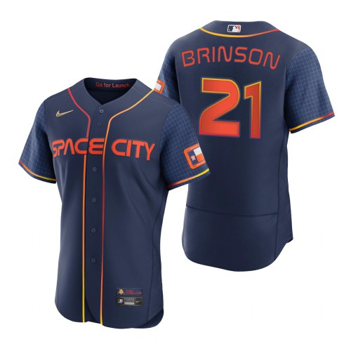 Houston Houston Astros #21 Lewis Brinson Navy Men’s Nike Authentic 2022 City Connect MLB Jersey Men’s