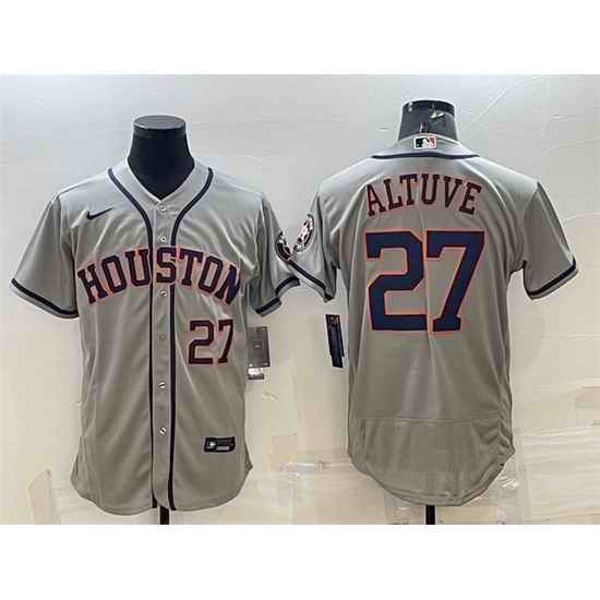 Men Houston Astros #27 Jose Altuve Grey Flex Base Stitched Baseball Jersey