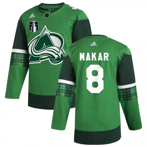 Colorado Colorado Avalanche #8 Cale Makar Men’s Adidas 2022 Stanley Cup Final Patch Patrick’s Day Stitched NHL Jersey Green Men’s