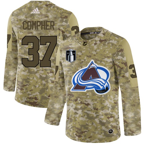 Adidas Colorado Avalanche #37 J.T. Compher Camo 2022 Stanley Cup Final Patch Authentic Stitched NHL Jersey Men’s