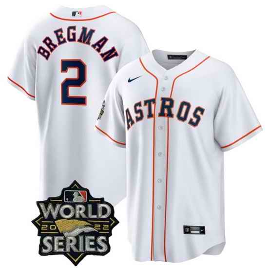 Men Houston Astros #2 Alex Bregman White 2022 World Series Stitched Baseball Jersey