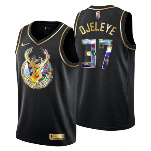 Milwaukee Milwaukee Bucks #37 Semi Ojeleye Men’s Golden Edition Diamond Logo 2021/22 Swingman Jersey – Black Men’s