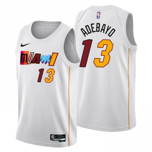 Nike Miami Heat #13 Bam Adebayo Men’s 2022-23 City Edition NBA Jersey – Cherry Blossom White Men’s