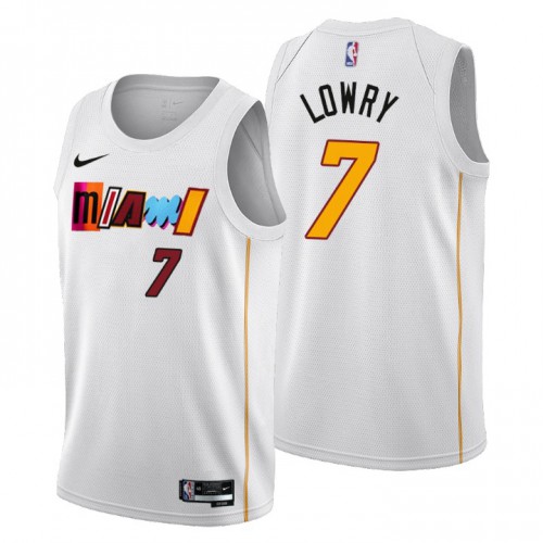 Nike Miami Heat #7 Kyle Lowry Men’s 2022-23 City Edition NBA Jersey – Cherry Blossom White Men’s