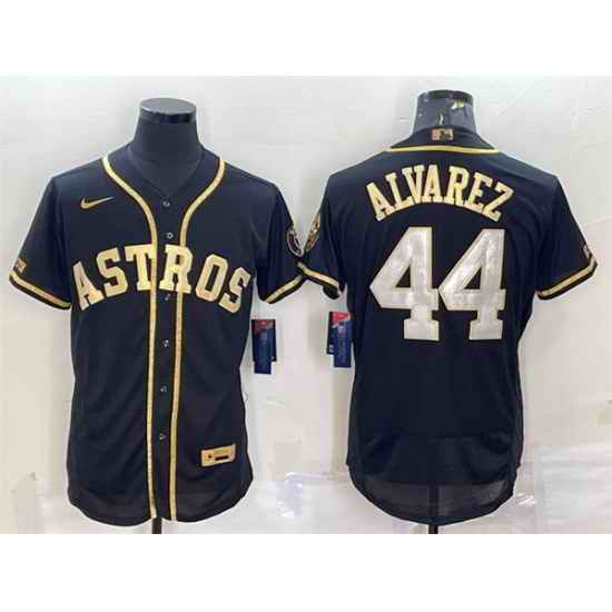 Men Houston Astros #44 Yordan Alvarez Black Gold Flex Base Stitched Jersey