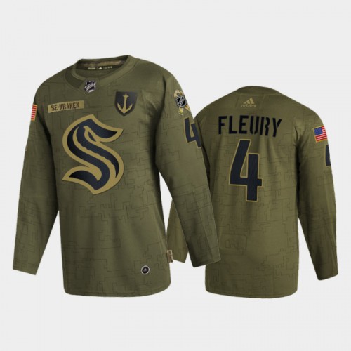Seattle Seattle Kraken #4 Haydn Fleury Men’s Adidas Veterans Day 2022 Military Appreciation NHL Jersey – Olive Men’s