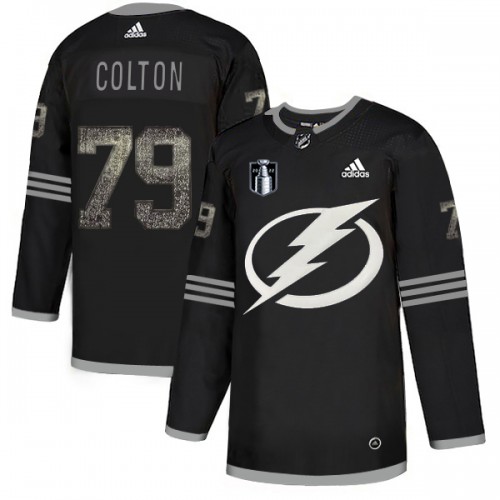 Adidas Tampa Bay Lightning #79 Ross Colton Black 2022 Stanley Cup Final Patch Authentic Classic Stitched NHL Jersey Men’s