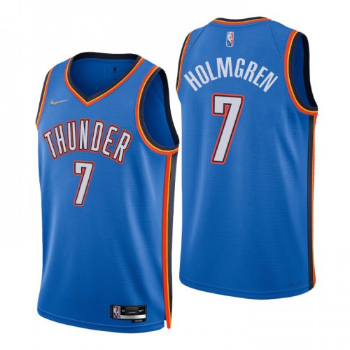 Nike Oklahoma City Thunder #7 Chet Holmgren Blue Youth 2021-22 NBA 75th Anniversary Diamond Swingman Jersey – Icon Edition Youth