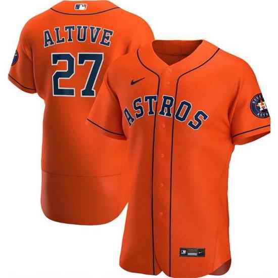 Men Houston Astros #27 Jose Altuve Orange Flex Base Stitched Jersey