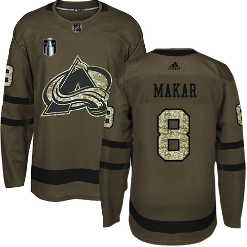 Adidas Colorado Avalanche #8 Cale Makar Green Youth 2022 Stanley Cup Final Patch Salute to Service Stitched NHL Jersey Youth