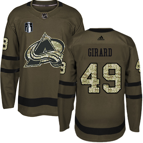 Adidas Colorado Avalanche #49 Samuel Girard Green Youth 2022 Stanley Cup Final Patch Salute to Service Stitched NHL Jersey Youth