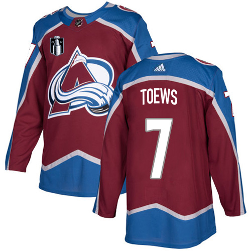 Adidas Colorado Avalanche #7 Devon Toews Burgundy Youth 2022 Stanley Cup Final Patch Home Authentic Stitched NHL Jersey Youth