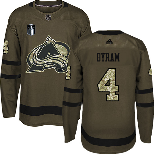 Adidas Colorado Avalanche #4 Bowen Byram Green Youth 2022 Stanley Cup Final Patch Salute to Service Stitched NHL Jersey Youth