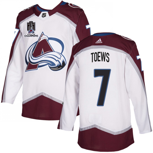 Adidas Colorado Avalanche #7 Devon Toews White Youth 2022 Stanley Cup Champions Road Authentic Stitched NHL Jersey Youth