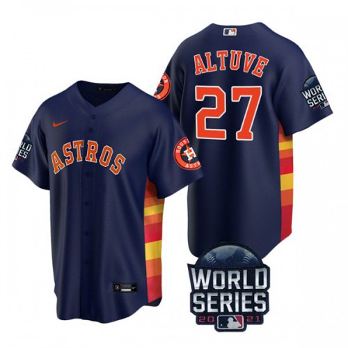 Houston Houston Astros #27 Jose Altuve Youth Nike 150th Anniversary 2021 World Series Authentic MLB Jersey – Navy Youth