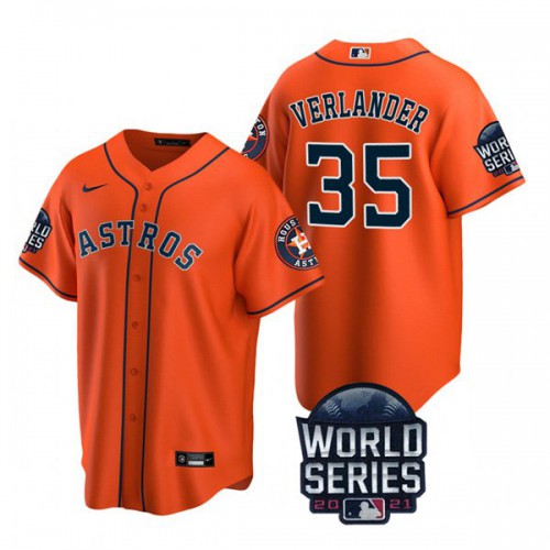 Houston Houston Astros #35 Justin Verlander Youth Nike 150th Anniversary 2021 World Series Authentic MLB Jersey – Orange Youth