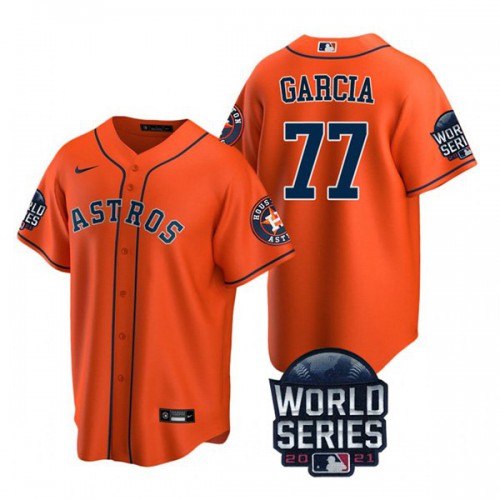 Houston Houston Astros #77 Luis Garcia Youth Nike 150th Anniversary 2021 World Series Game MLB Jersey – Orange Youth