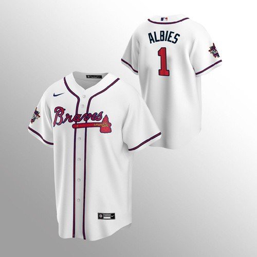 Atlanta Atlanta Braves #1 Ozzie Albies Nike 150th Anniversary 2021 World Series Youth MLB Jersey – White Youth