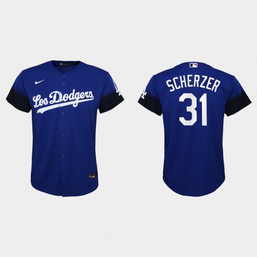 Los Angeles Los Angeles Dodgers #31 Max Scherzer Nike Youth 2021 City Connect MLB Jersey Royal Youth