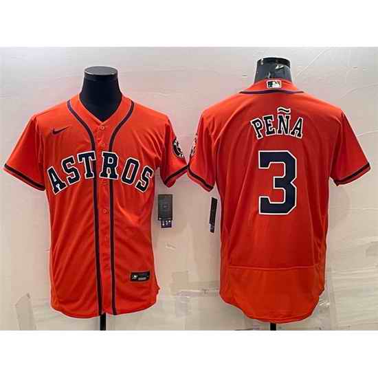 Men Houston Astros #3 Jeremy Pena Orange Flex Base Stitched Baseball Jersey