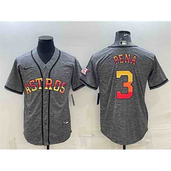 Men Houston Astros #3 Jeremy Pena Grey Cool Base Stitched Baseball Jersey