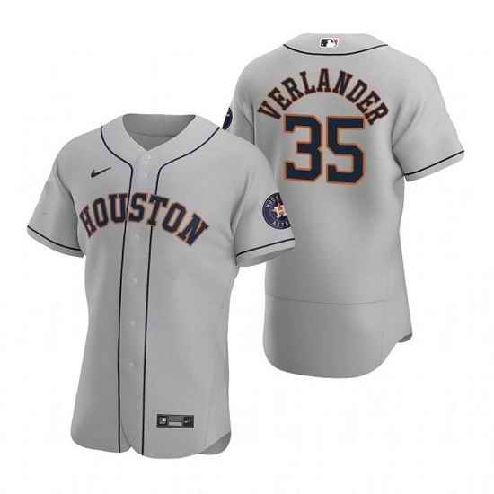 Men Houston Astros #35 Justin Verlander Gray Flex Base Stitched Jersey