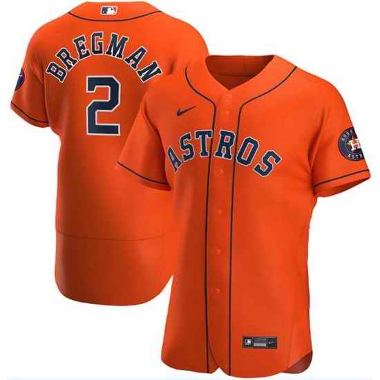 Men Houston Astros #2 Alex Bregman Orange Flex Base Stitched Jersey
