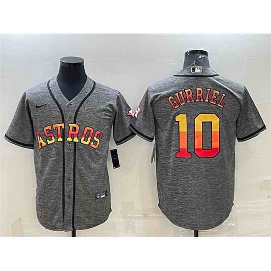 Men Houston Astros #10 Yuli Gurriel Grey Cool Base Stitched Baseball Jersey