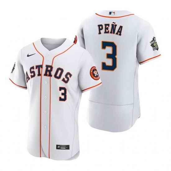 Men Houston Astros #3 Jeremy Pena White 2022 World Series Flex Base Stitched Baseball Jersey