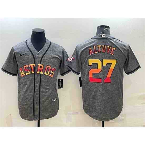 Men Houston Astros #27 Jose Altuve Grey Cool Base Stitched Baseball Jersey