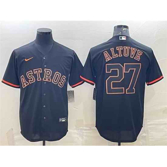 Men Houston Astros #27 Jose Altuve Black Cool Base Stitched Jersey