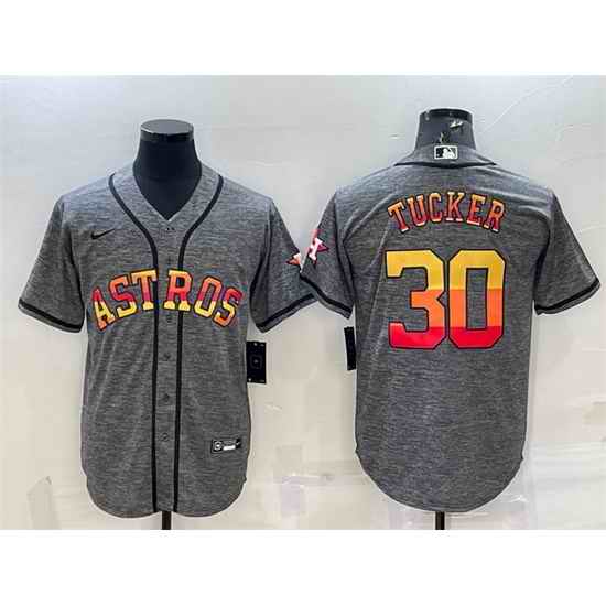 Men Houston Astros #30 Kyle Tucker Grey Cool Base Stitched Baseball Jersey