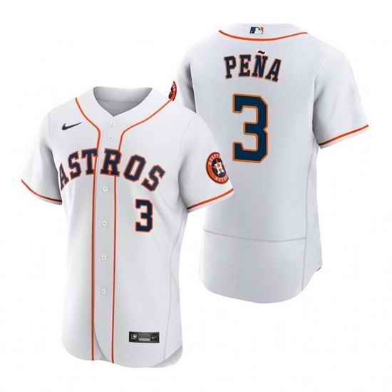 Men Houston Astros #3 Jeremy Pena White Flex Base Stitched Jersey