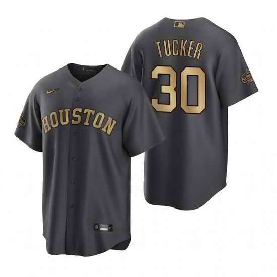 Men Houston Astros #30 Kyle Tucker 2022 All Star Charcoal Cool Base Stitched Baseball Jersey