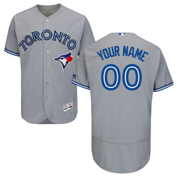 Men%27s Toronto Blue Jays Majestic Flex Base Authentic Collection grey Custom Jersey