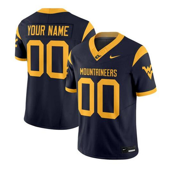 Men%27s West Virginia Mountaineers ACTIVE PLAYER Custom Navy 2025 F.U.S.E. Stitched Jersey