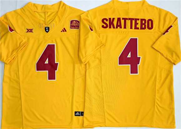 Men%27s Arizona State Sun Devils #4 Cam Skattebo Gold 2025 F.U.S.E. Vapor Limited Stitched Jersey