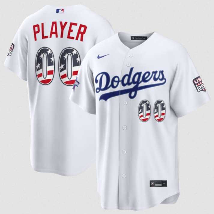 Men%27s Los Angeles Dodgers Active Player Custom White 2026 All-Star Edition Stars & Stripes & USA 250 Fourth of July Home Stadium Stitched Baseball Jersey