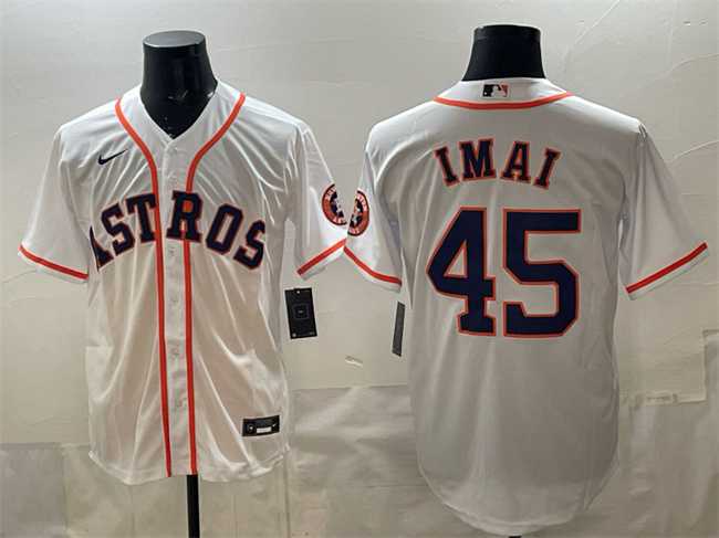 Men%27s Houston Astros #45 Tatsuya Imai White Cool Base Stitched Jersey