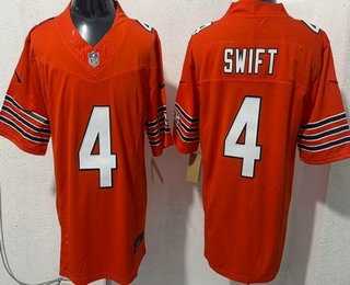 Men%27s Chicago Bears #4 D%27Andre Swift Limited Orange FUSE Vapor Stitched Jersey