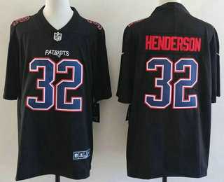 Men%27s New England Patriots #32 TreVeyon Henderson Limited Black Fashion Vapor Stitched Jersey