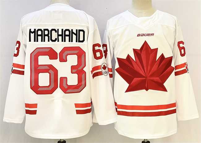 Men%27s Canada #63 Brad Marchand White Stitched Jersey