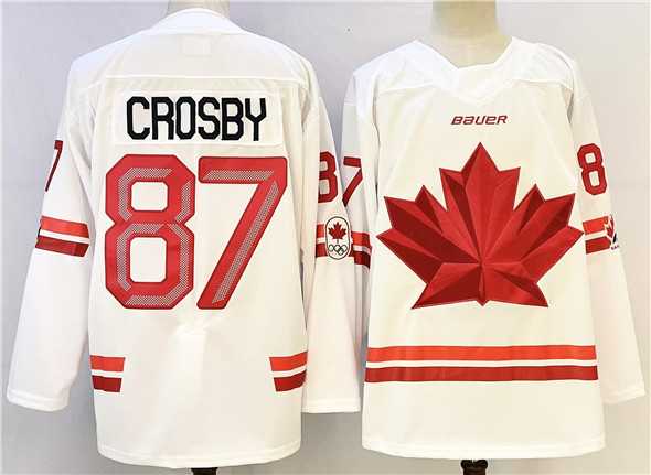 Men%27s Canada #87 Sidney Crosby White Stitched Jersey
