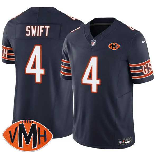 Men%27s Chicago Bears #4 D%27Andre Swift Navy 2025 F.U.S.E. With Illinois and VMH Patch Vapor Untouchable Limited Stitched Jersey Dzhi