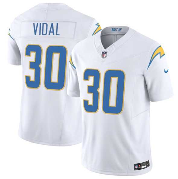 Men%27s Los Angeles Chargers #30 Kimani Vidal White 2025 F.U.S.E. Vapor Limited Stitched Jersey Dzhi