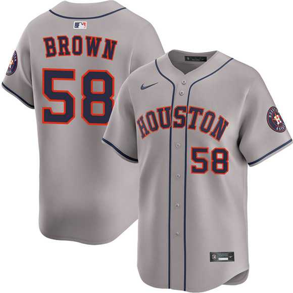 Men%27s Houston Astros #58 Hunter Brown Gray 2025 Limited Stitched Jersey Dzhi