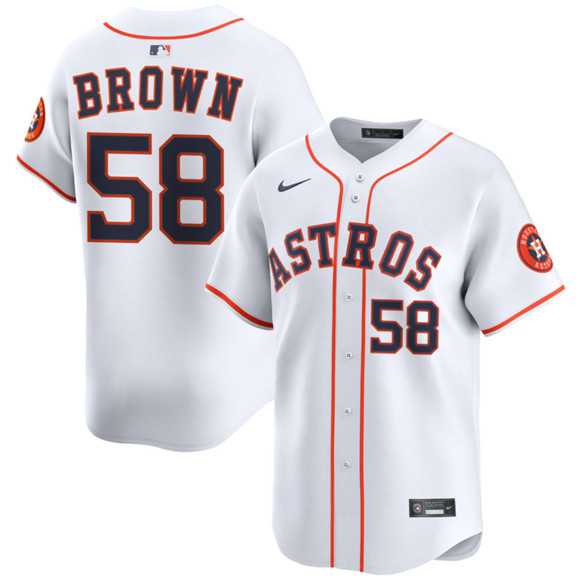 Men%27s Houston Astros #58 Hunter Brown White 2025 Home Limited Stitched Jersey Dzhi