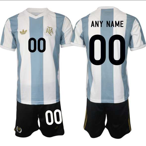 Men%27s Argentina Custom White Blue 2024-25 50th Anniversary Home Soccer Jersey Suit