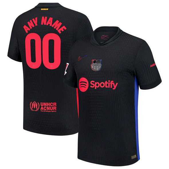 Men%27s Barcelona Custom Black 2024-25 Away Soccer Jersey